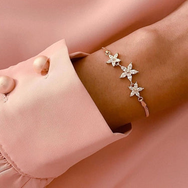 Austrian Crystals Flowers Bracelet - Rose Gold Bracelet For Women - Chain Bracelet Bracelet Brother & Sisters